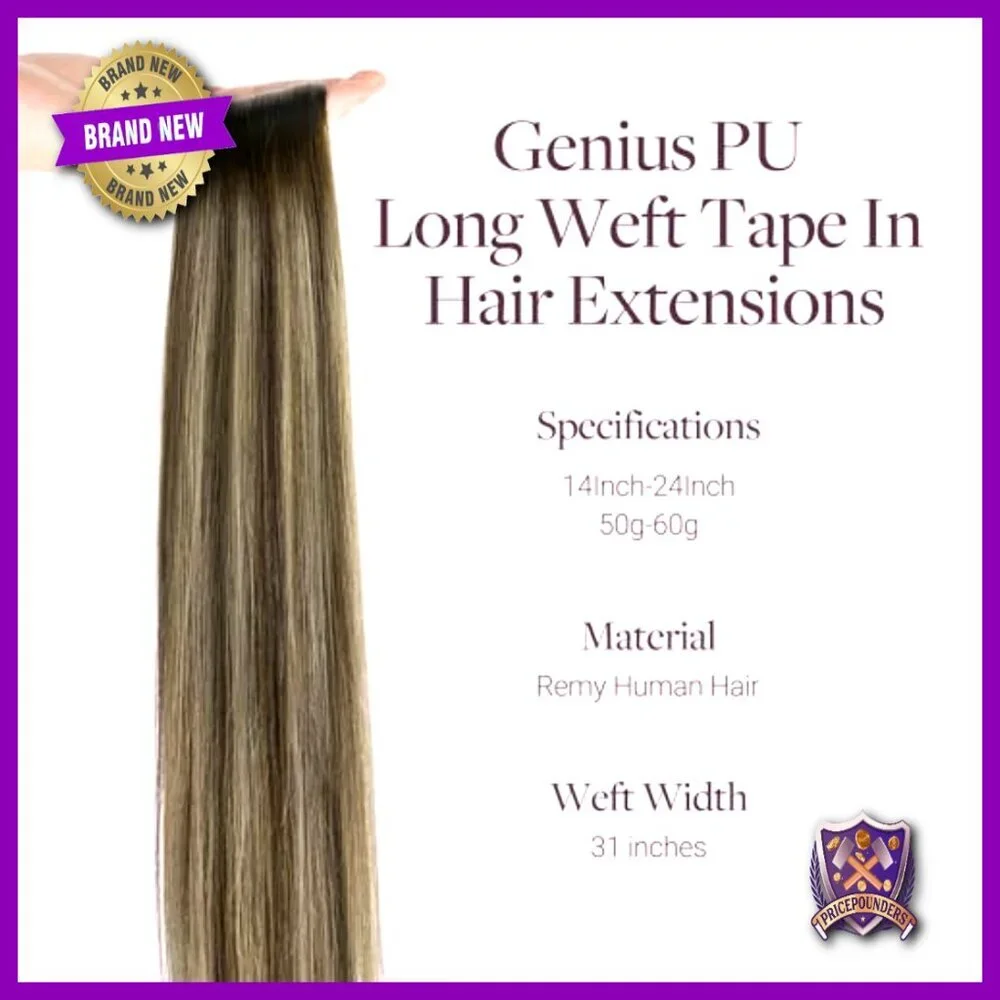 18 Inch Human Hair Tape In Extensions, 50g, Salon Quality, Easy Application